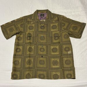 Needles Nepenthes Classic Camp Shirt Mens S Olive PE/R Chain Border Jacquard NWT